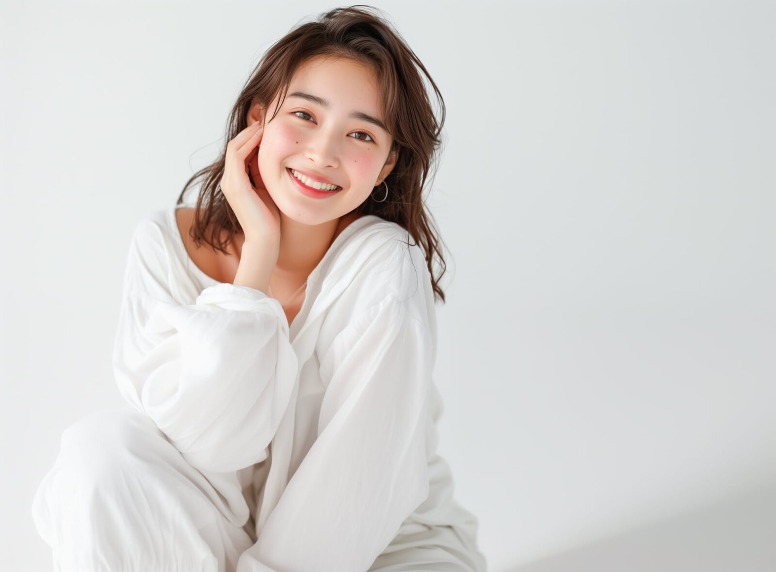 マウスピース矯正を終え笑顔が美しい女性